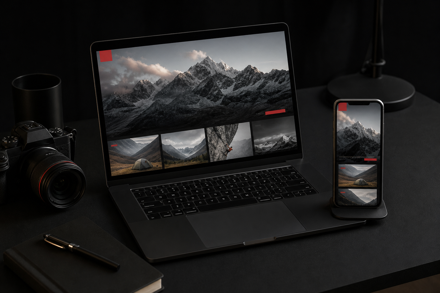 Adventure campaign shown on a complete laptop and phone