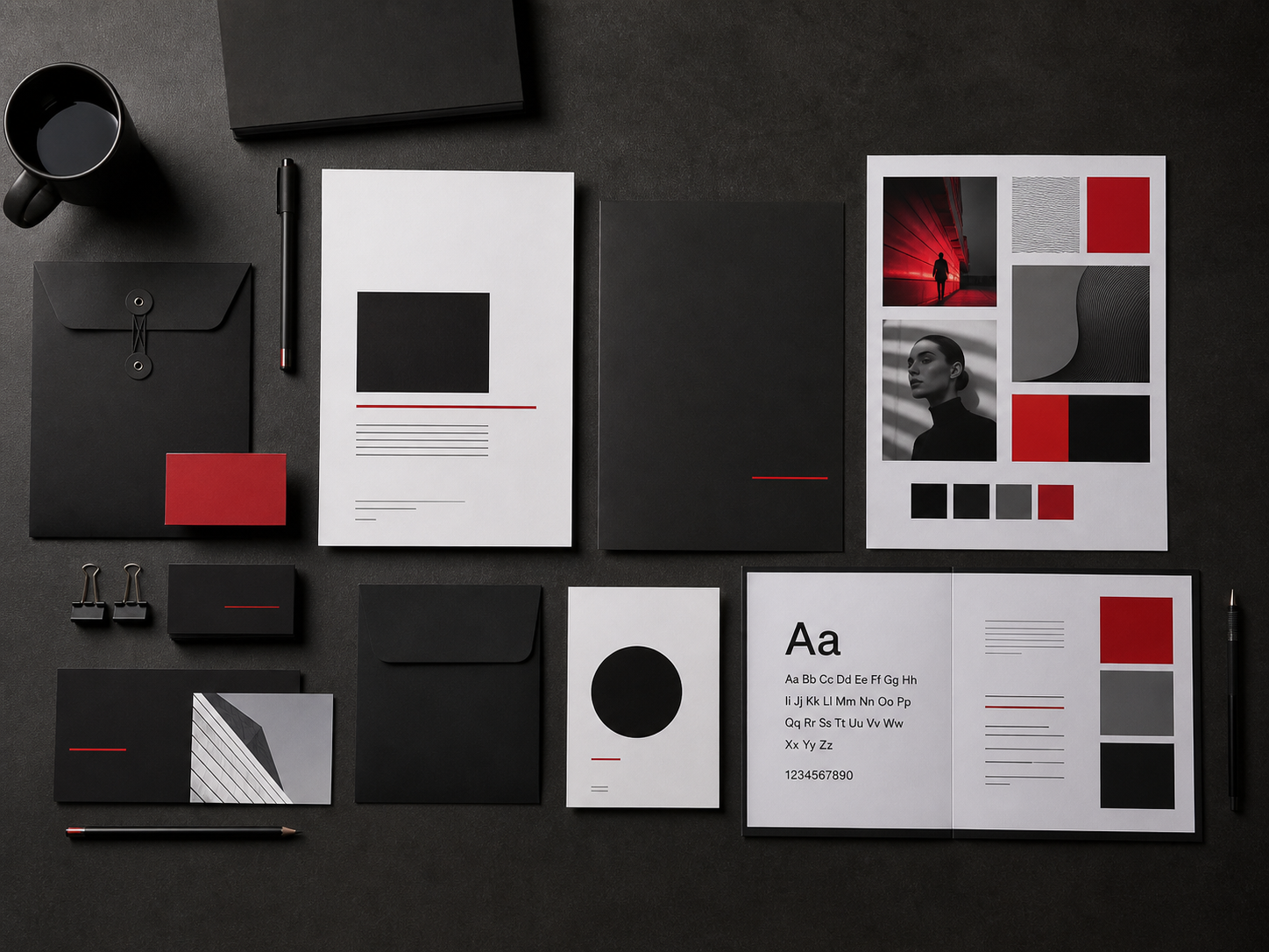 Brand identity materials fully visible