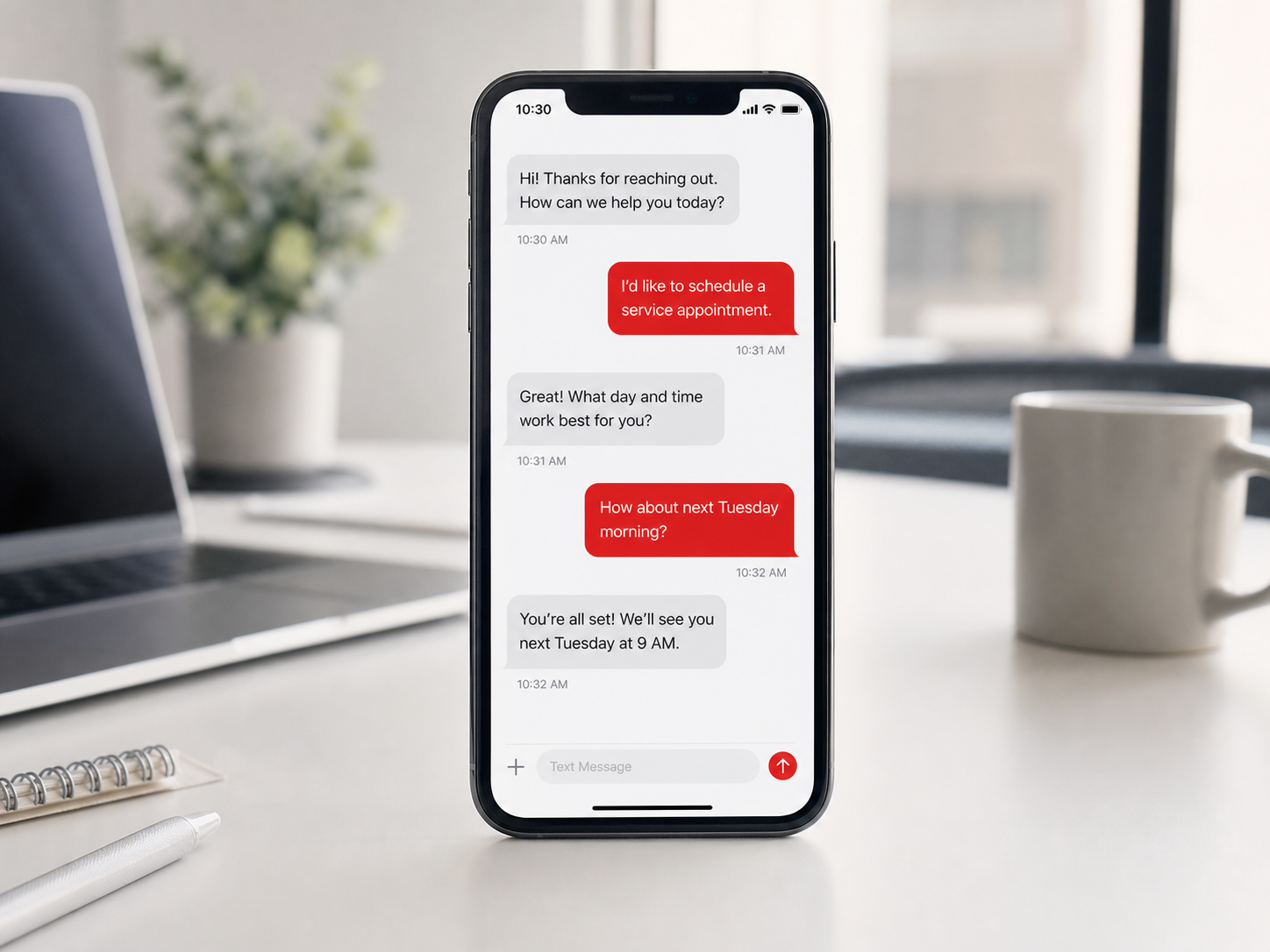 Text message follow-up on a complete phone