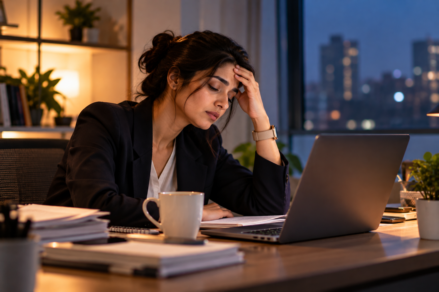 A senior professional woman at work