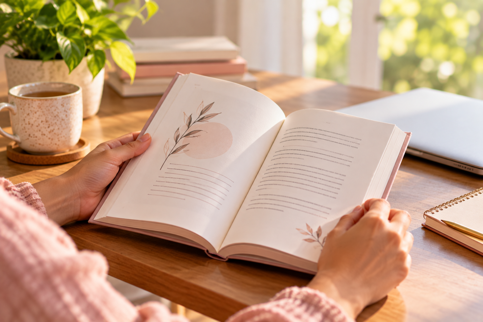 Open pages of a book - an excerpt from her own book