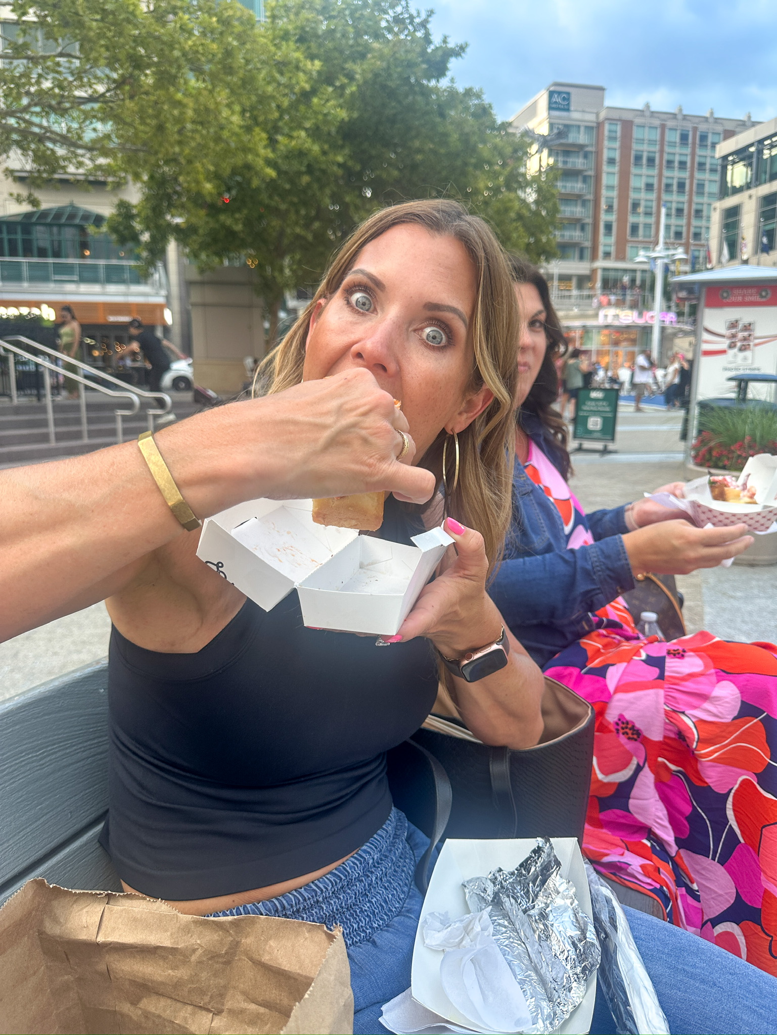 Laughter over good food in fun places