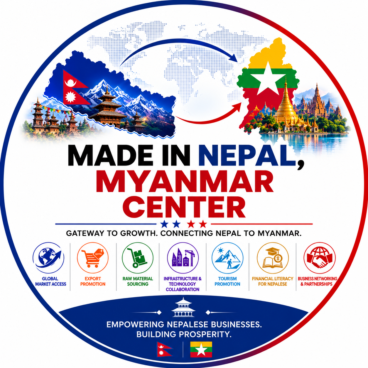 Made in Nepal, Myanmar Center logo