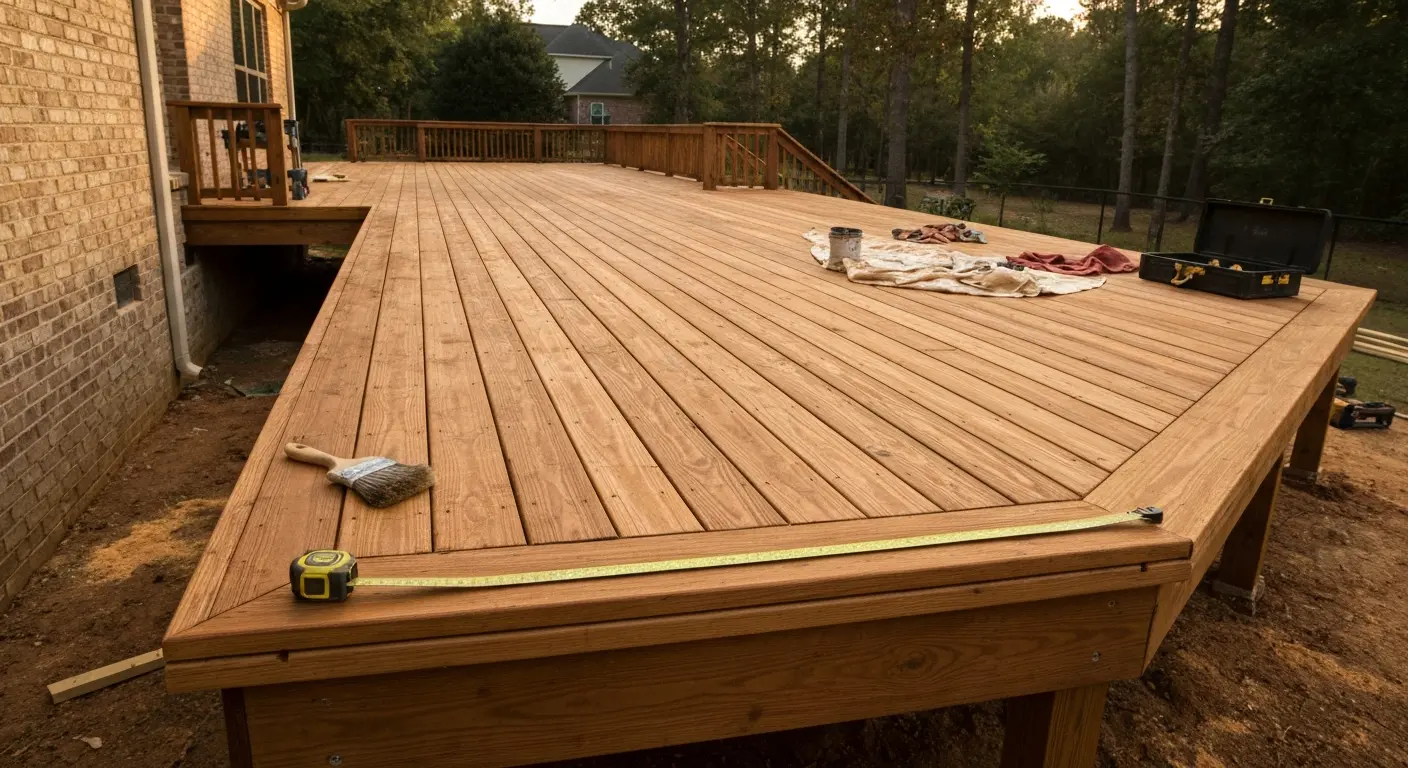 Traditional wood deck construction