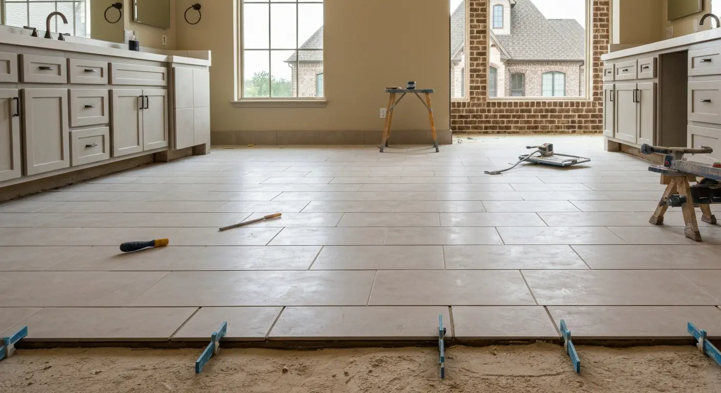 Ceramic and porcelain tile bathroom flooring