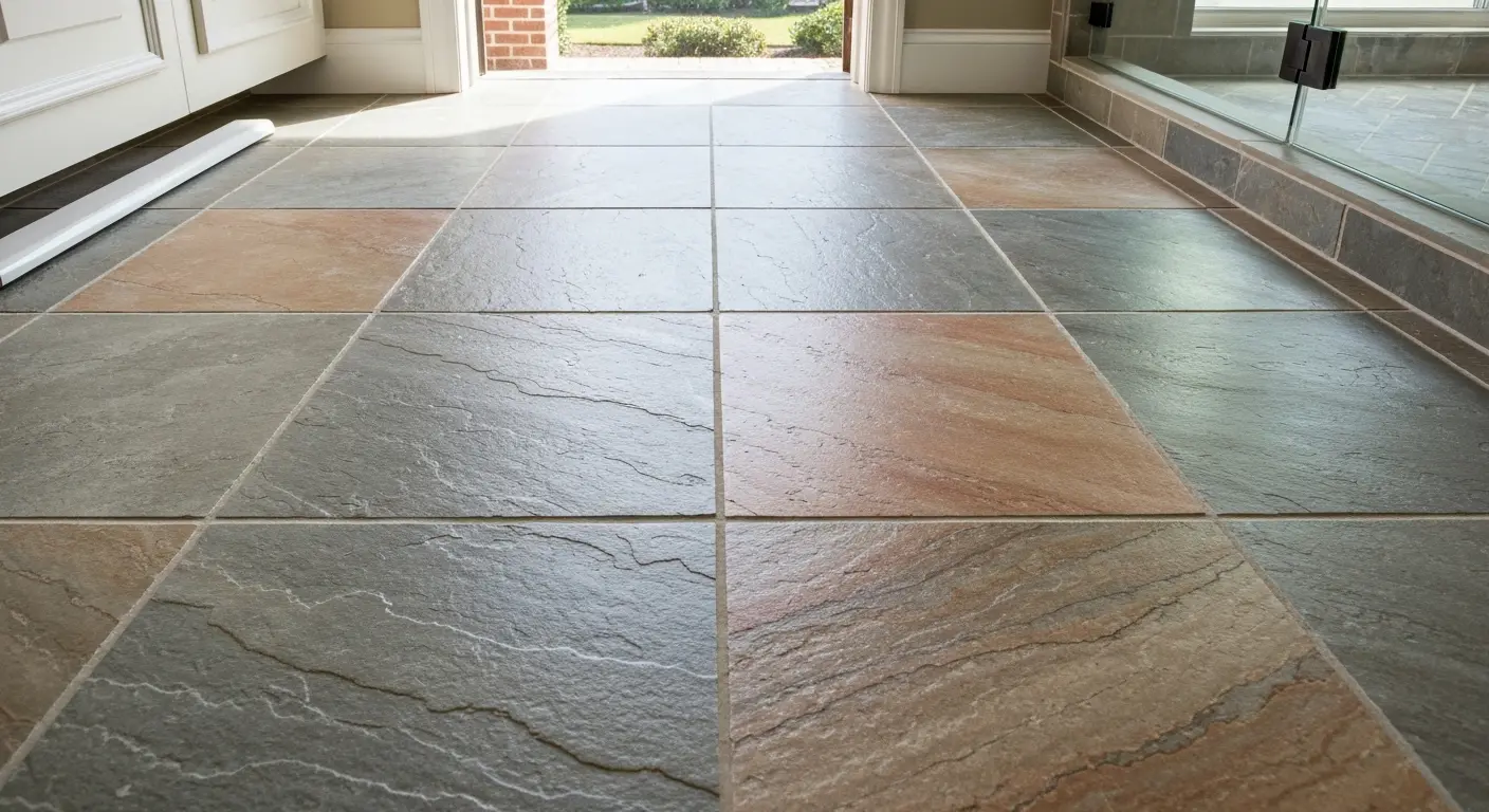 Natural stone bathroom floor