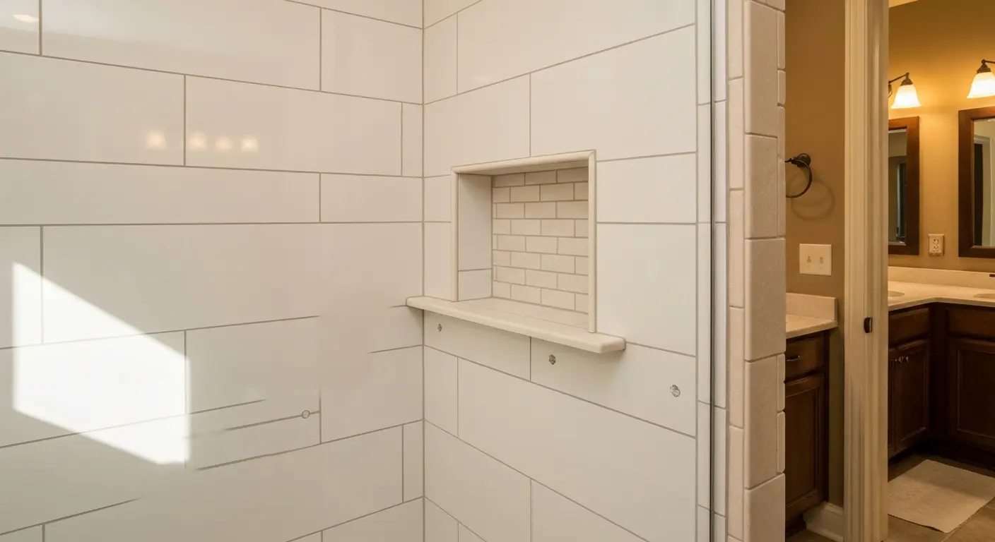 Tile shower walls with custom niche in Gardendale