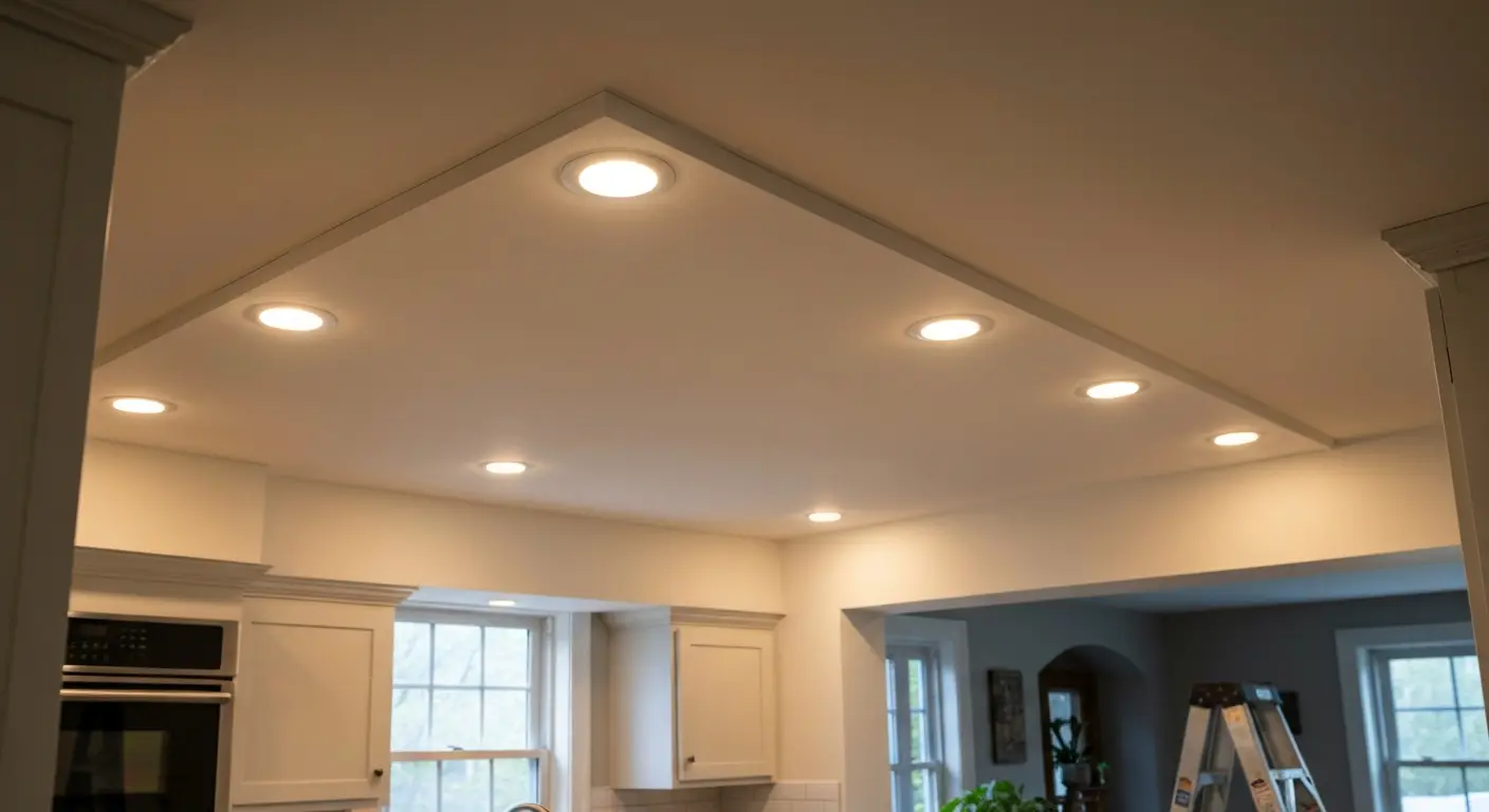 Recessed ceiling lighting in kitchen