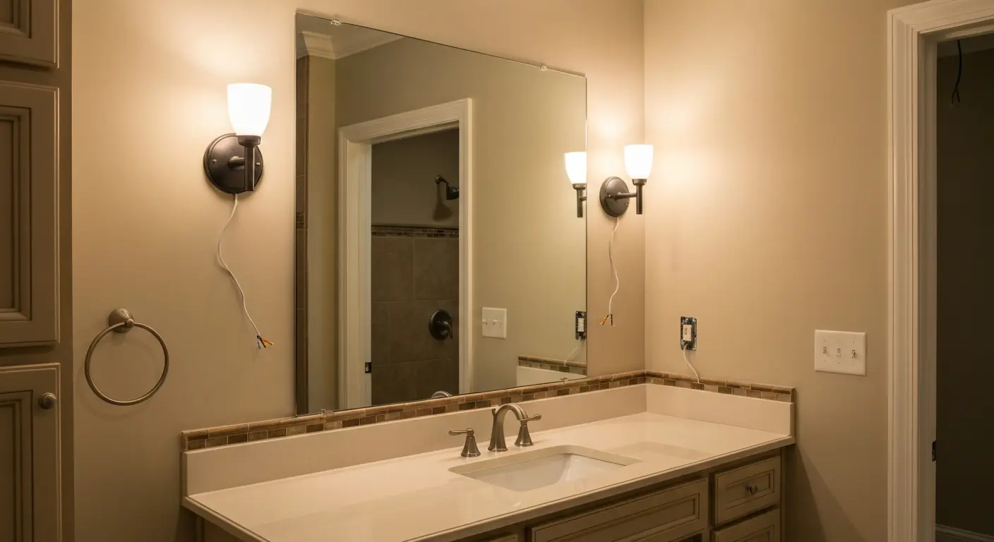 Bathroom vanity lighting installation