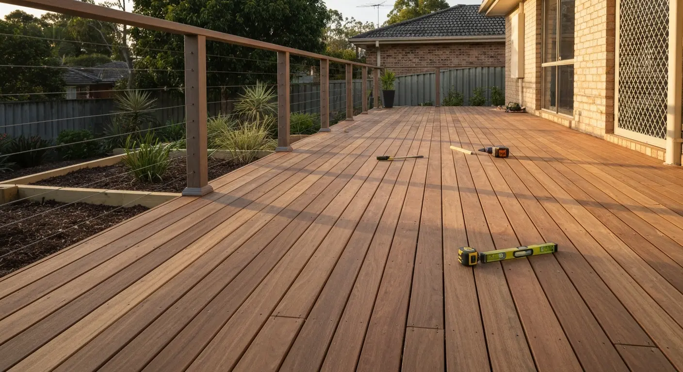 Wood deck construction project