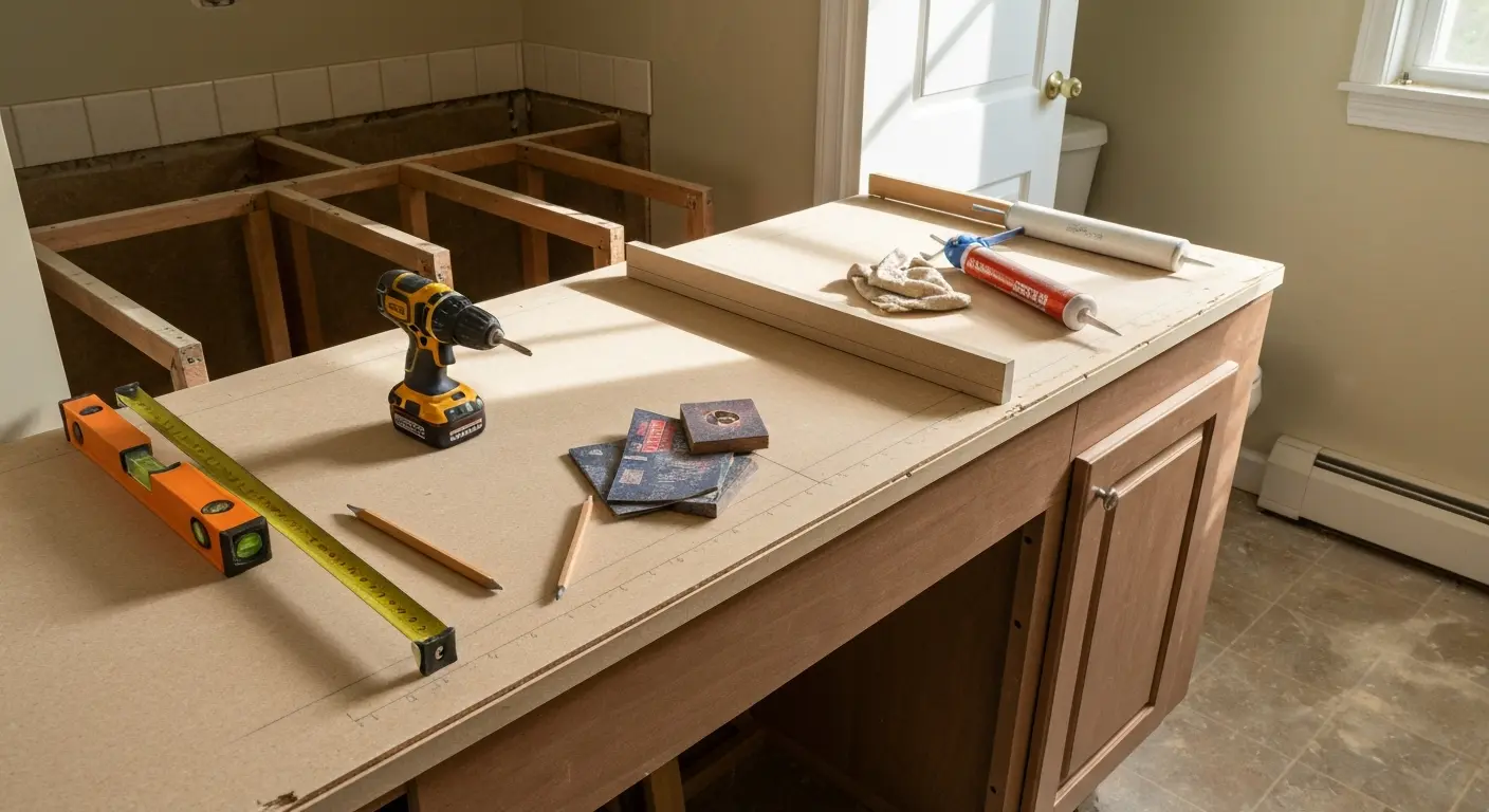 Bathroom cabinet and countertop prep