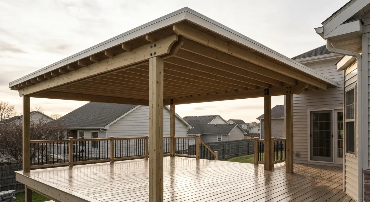 Covered deck with roof