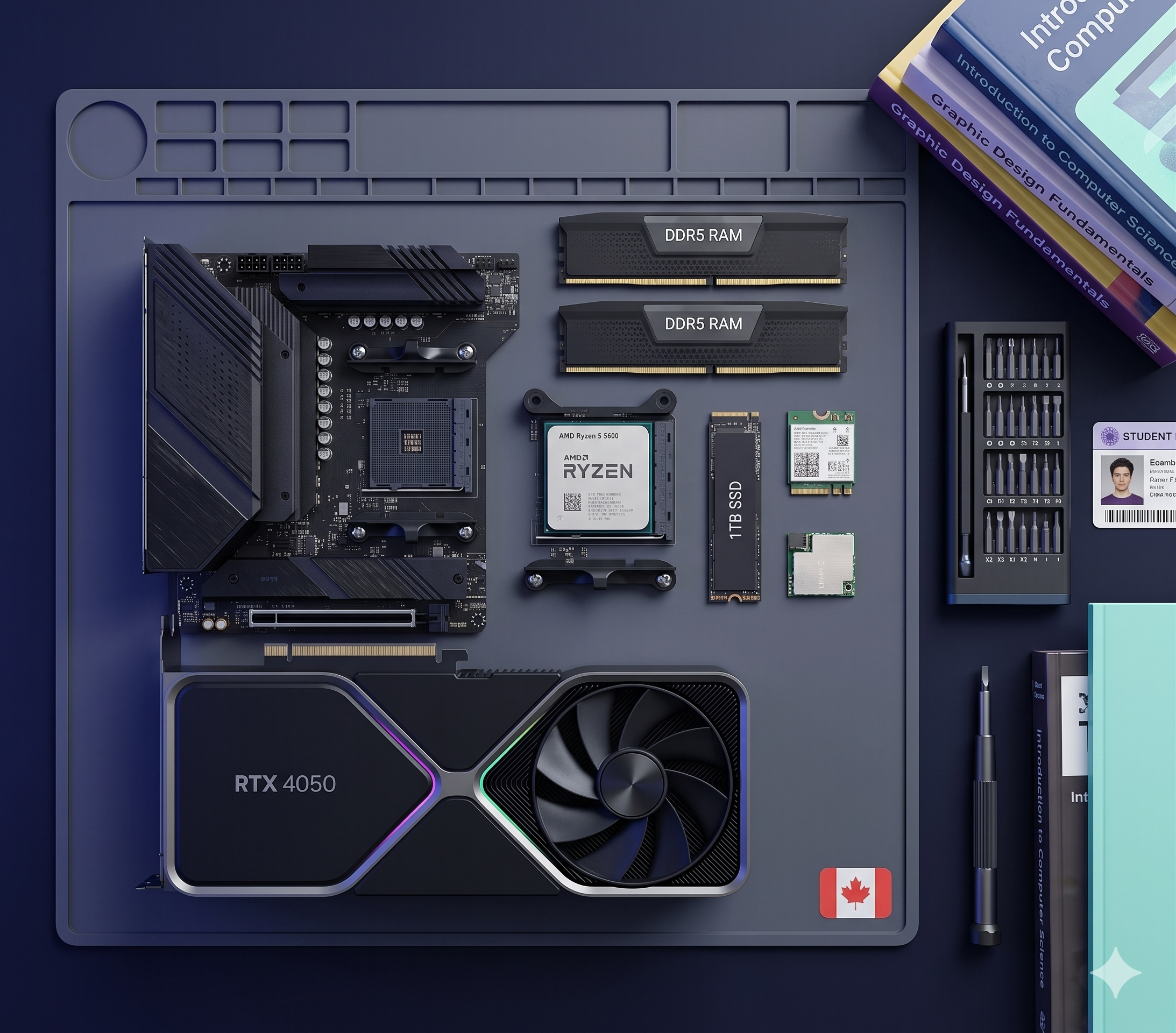 Content creator working at a desktop editing setup