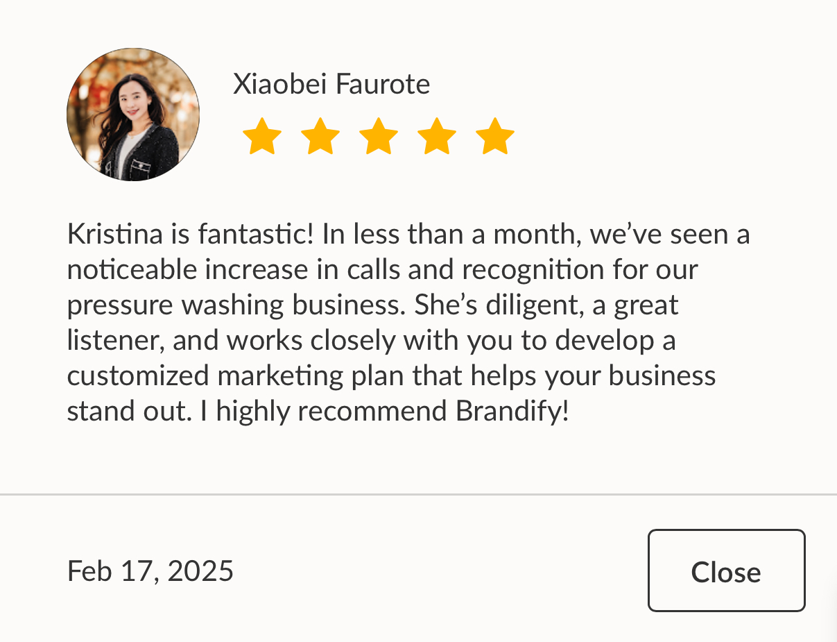 Google review from The Worx Auto Detail for BRANDify Creative Marketing