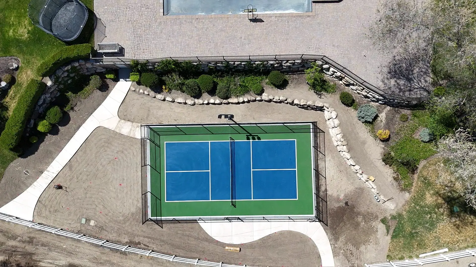 aerial top view of a pickleball court for topic about Experts in Resurfacing and Constructing Professional Pickleball Courts