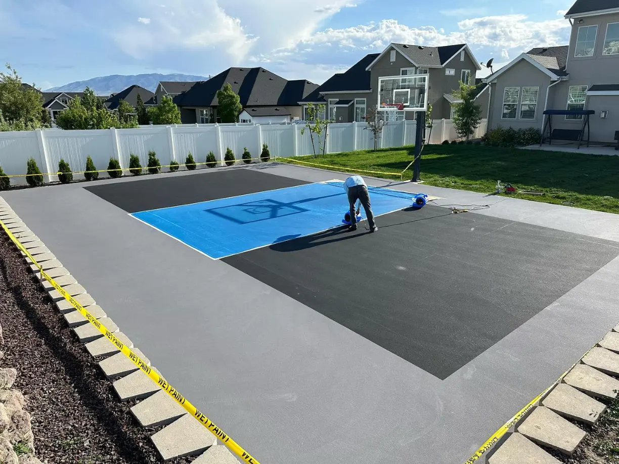 image of an on-going project construction for pickleball and basketball court combination image of an on-going project construction for pickleball and basketball court combination
