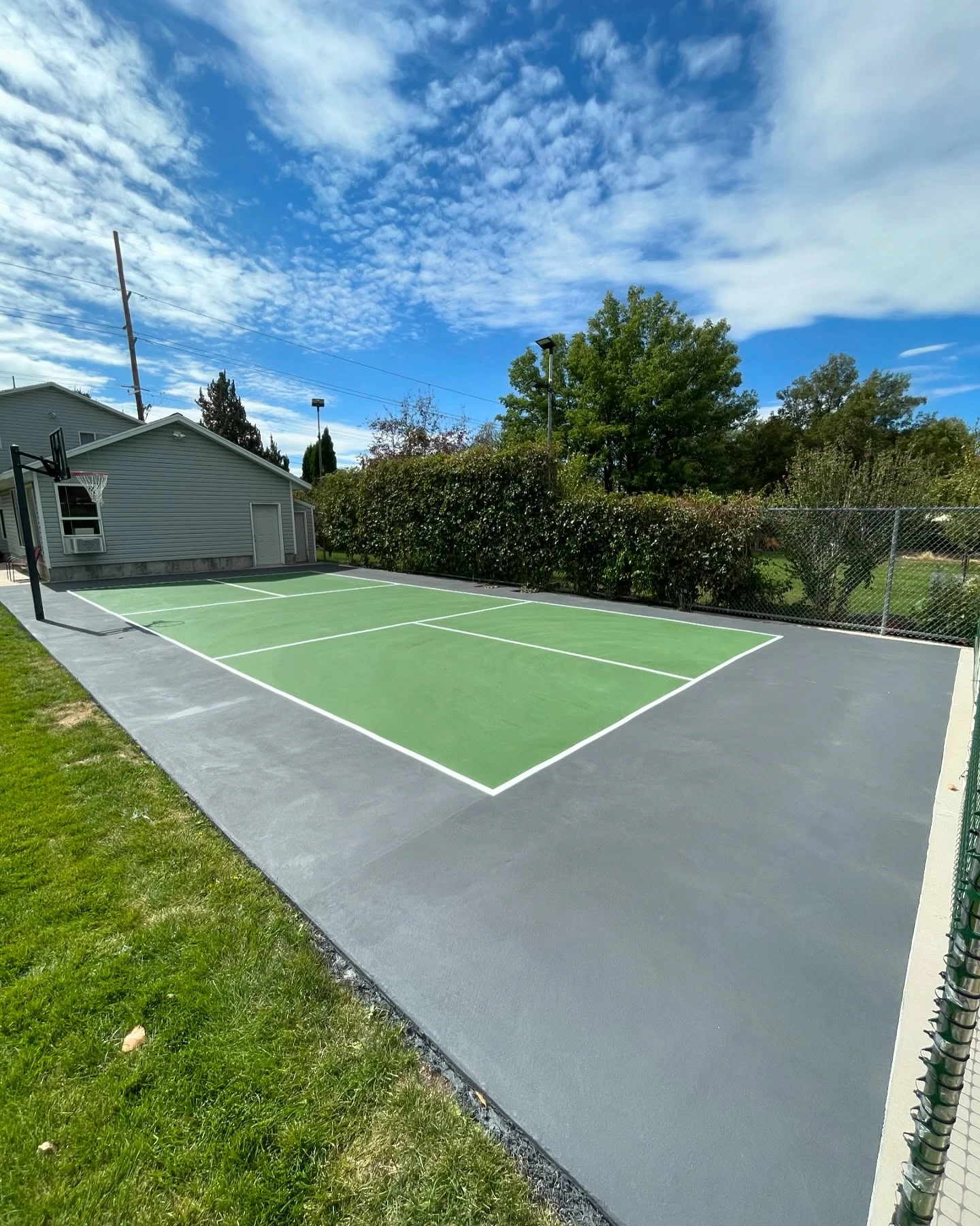 backyard concrete pickleball court installation