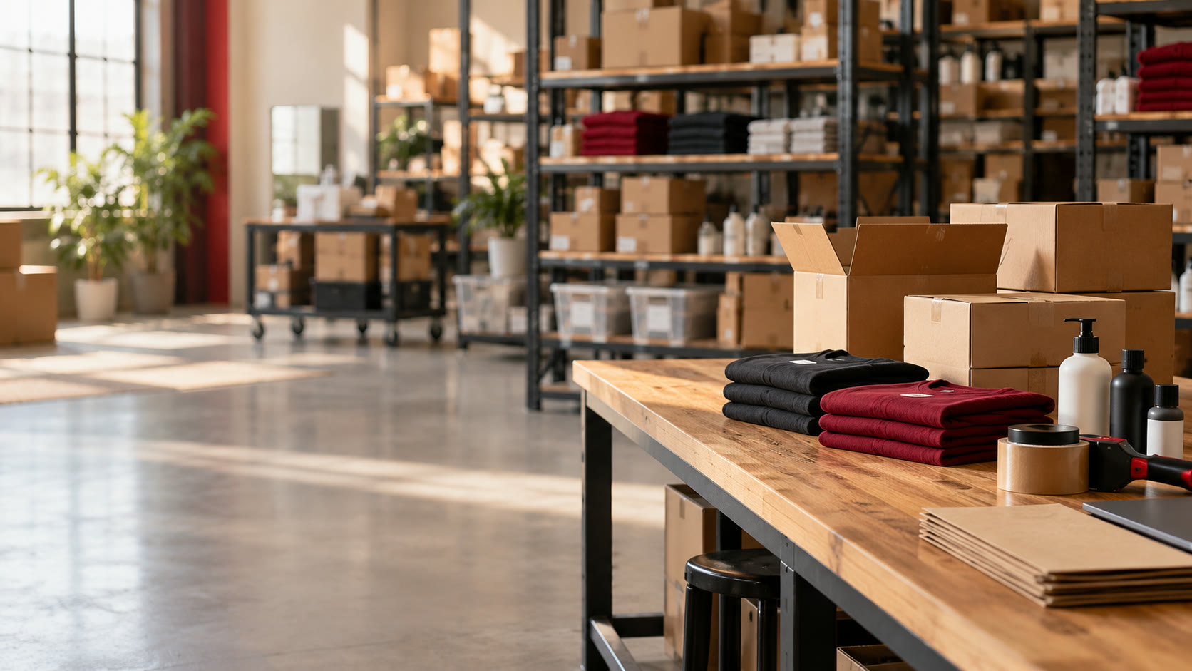 Concept photograph of a fulfillment worktable