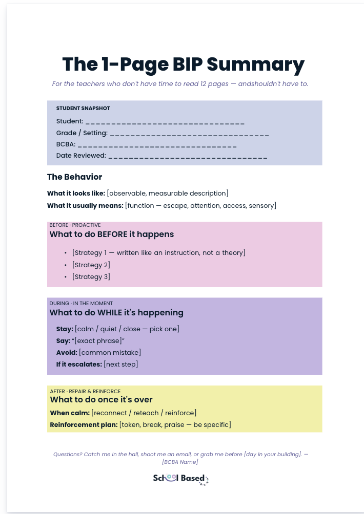 Teacher BIP Summary preview