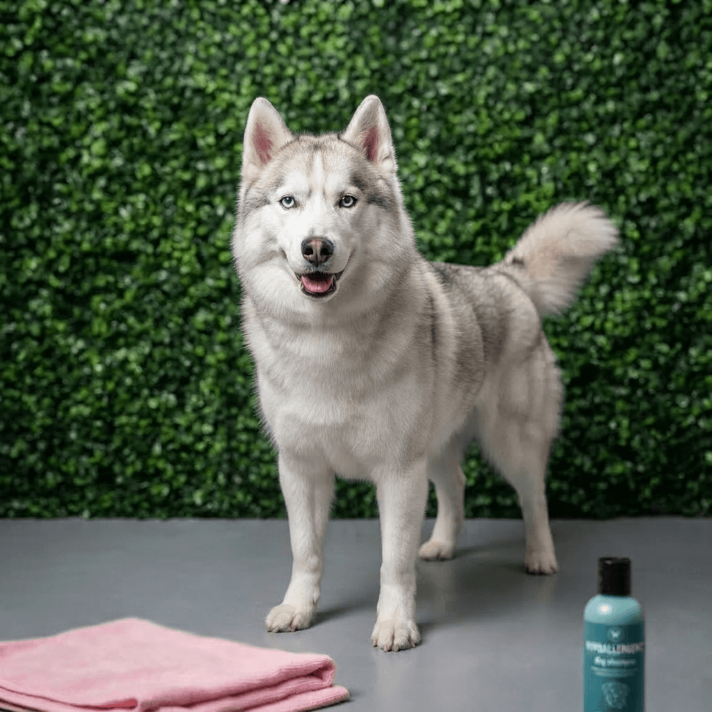 Dog with a soft brushed coat after a deshedding treatment