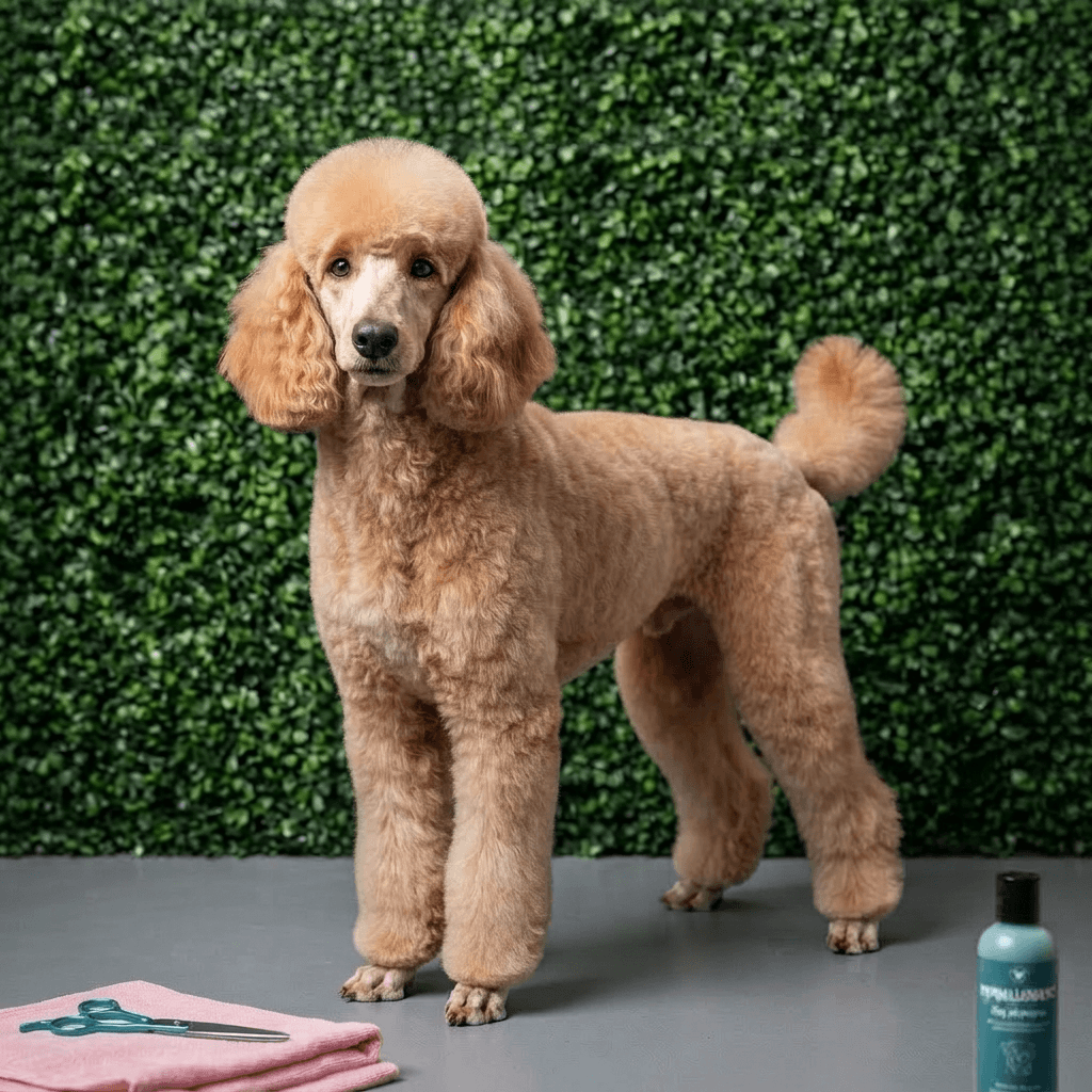 Freshly groomed dog after a full groom