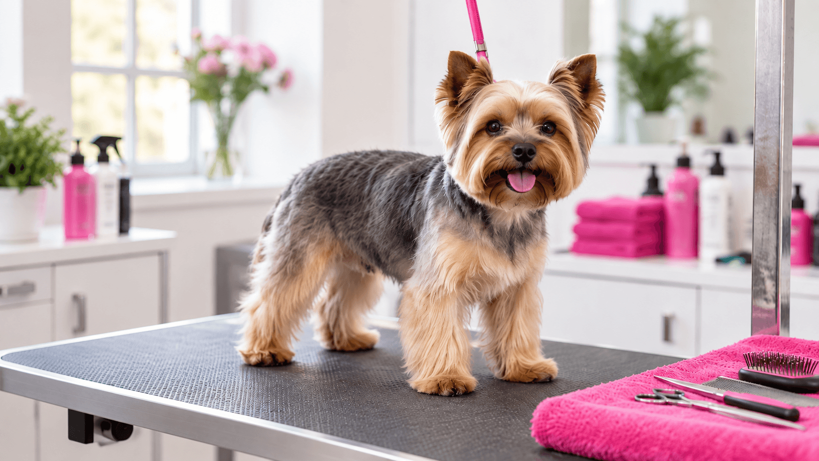 Freshly bathed and tidied dog that only needed a quick refresh, not a full groom