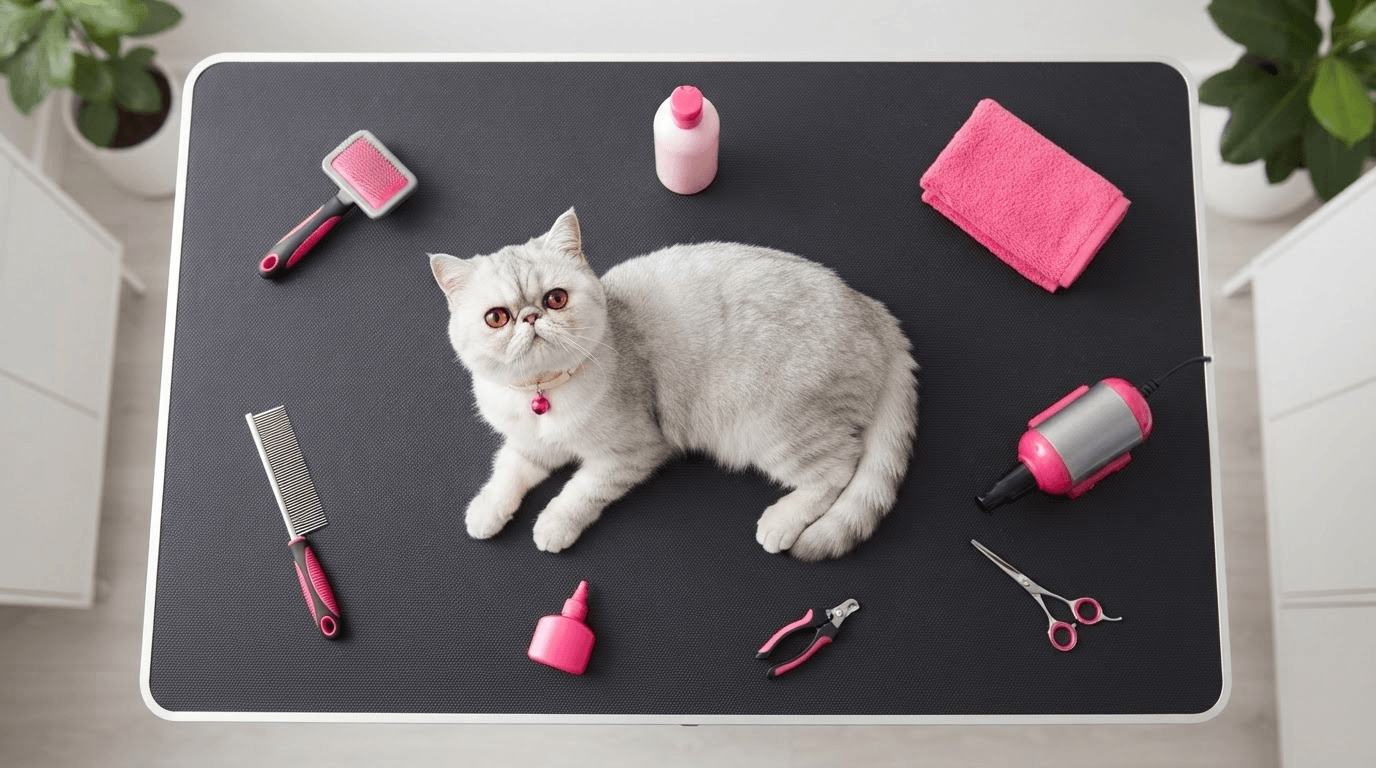 Groomer explaining cat grooming pricing options based on coat condition and temperament