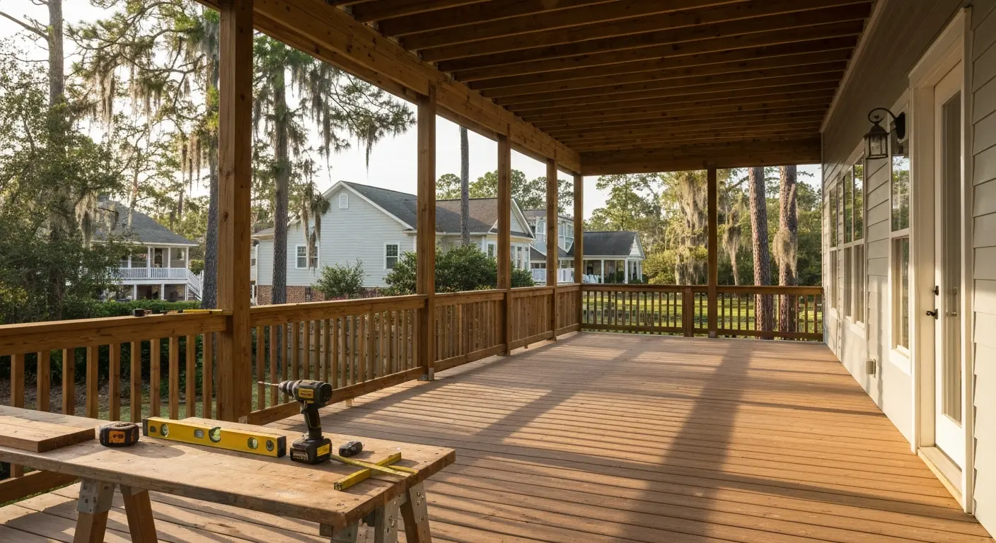 Covered deck installation