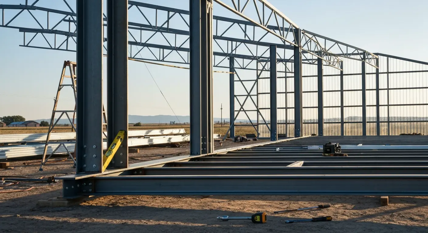 Metal building frame assembly