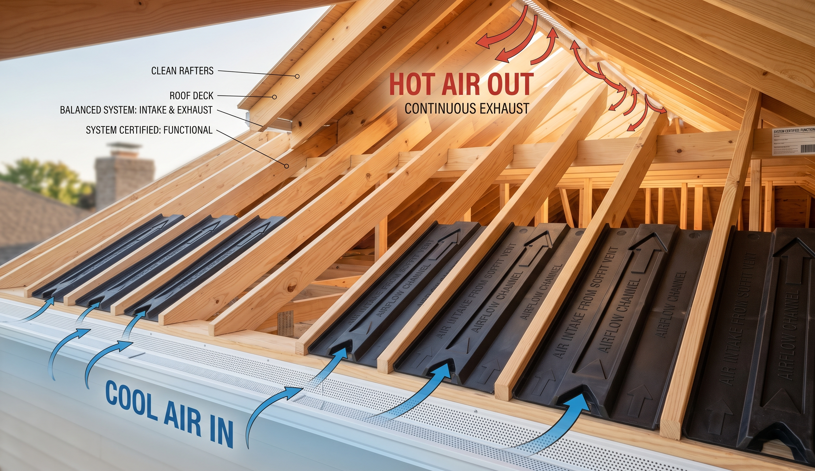 Proper attic ventilation system diagram preventing roof damage in Maryland summers Proper attic ventilation system diagram preventing roof damage in Maryland summers