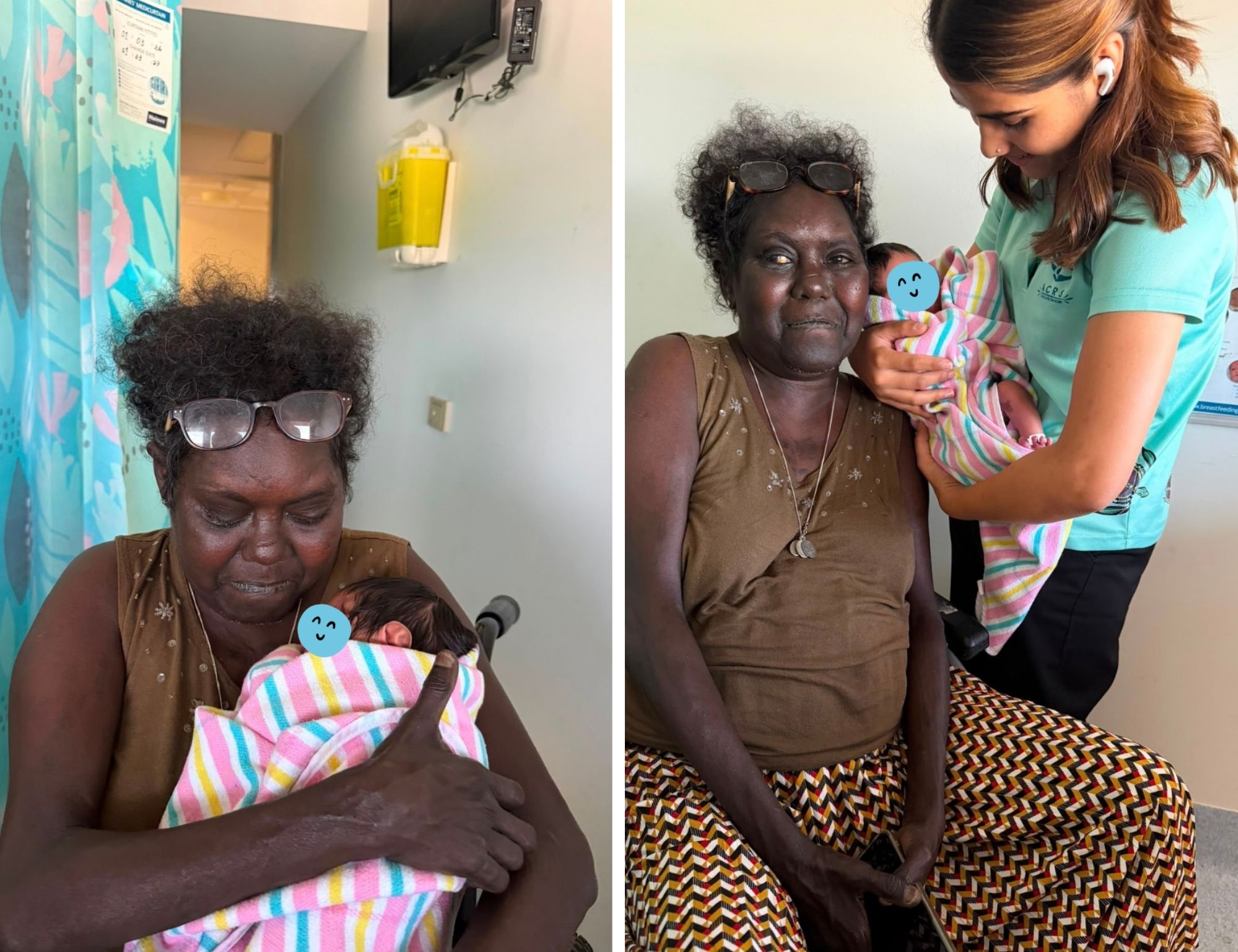 ACRS participant meeting her new grandchild at a Darwin hospital ACRS participant meeting her new grandchild at a Darwin hospital