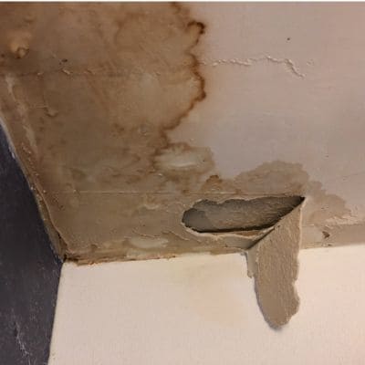 Ceiling drywall damage from water leak