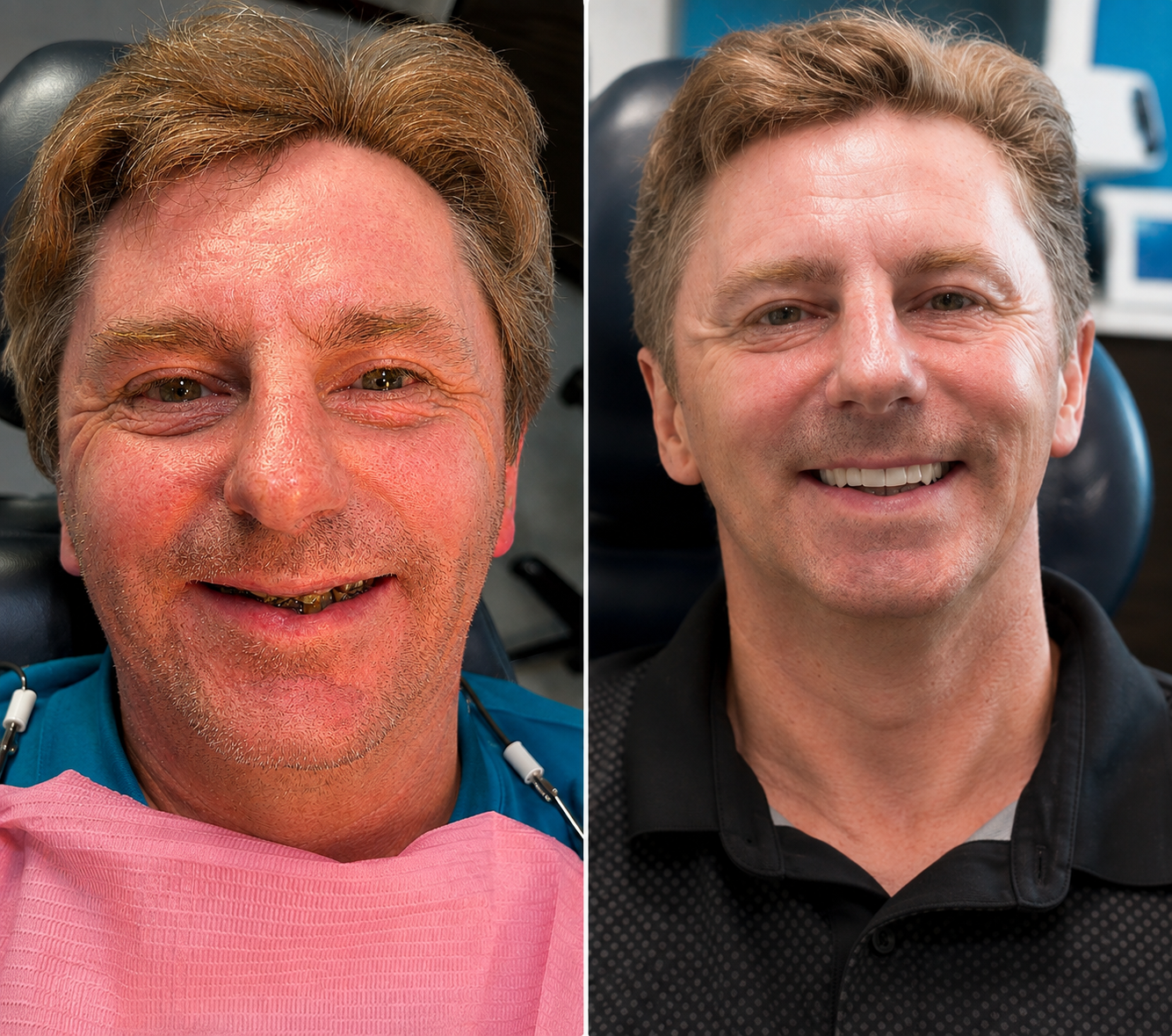 Before and after dental implants at Infinite Smiles TJ in Tijuana