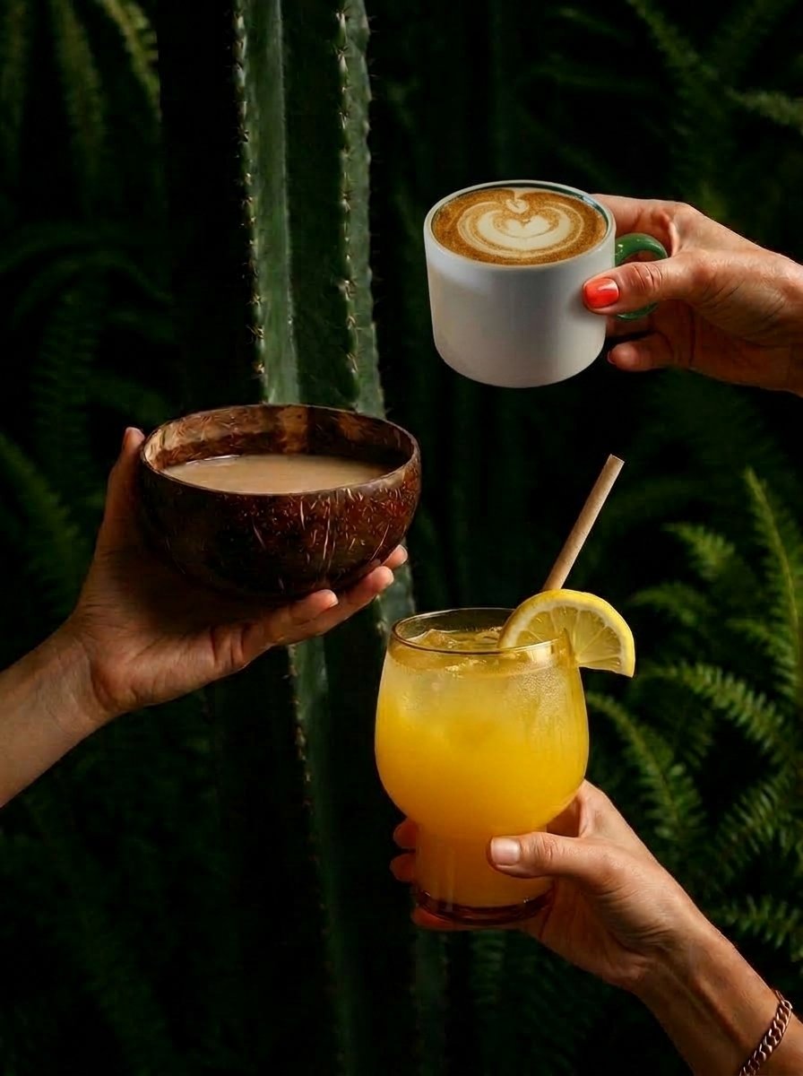 Three handcrafted TreaHouse drinks