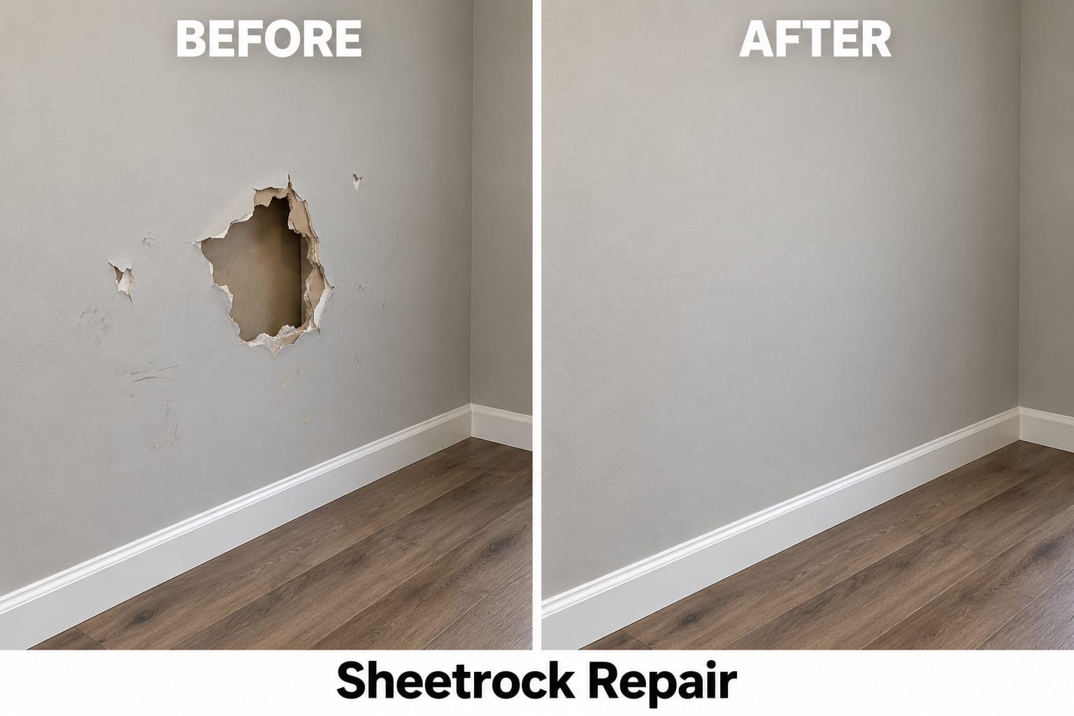 Before and after: sheetrock repair