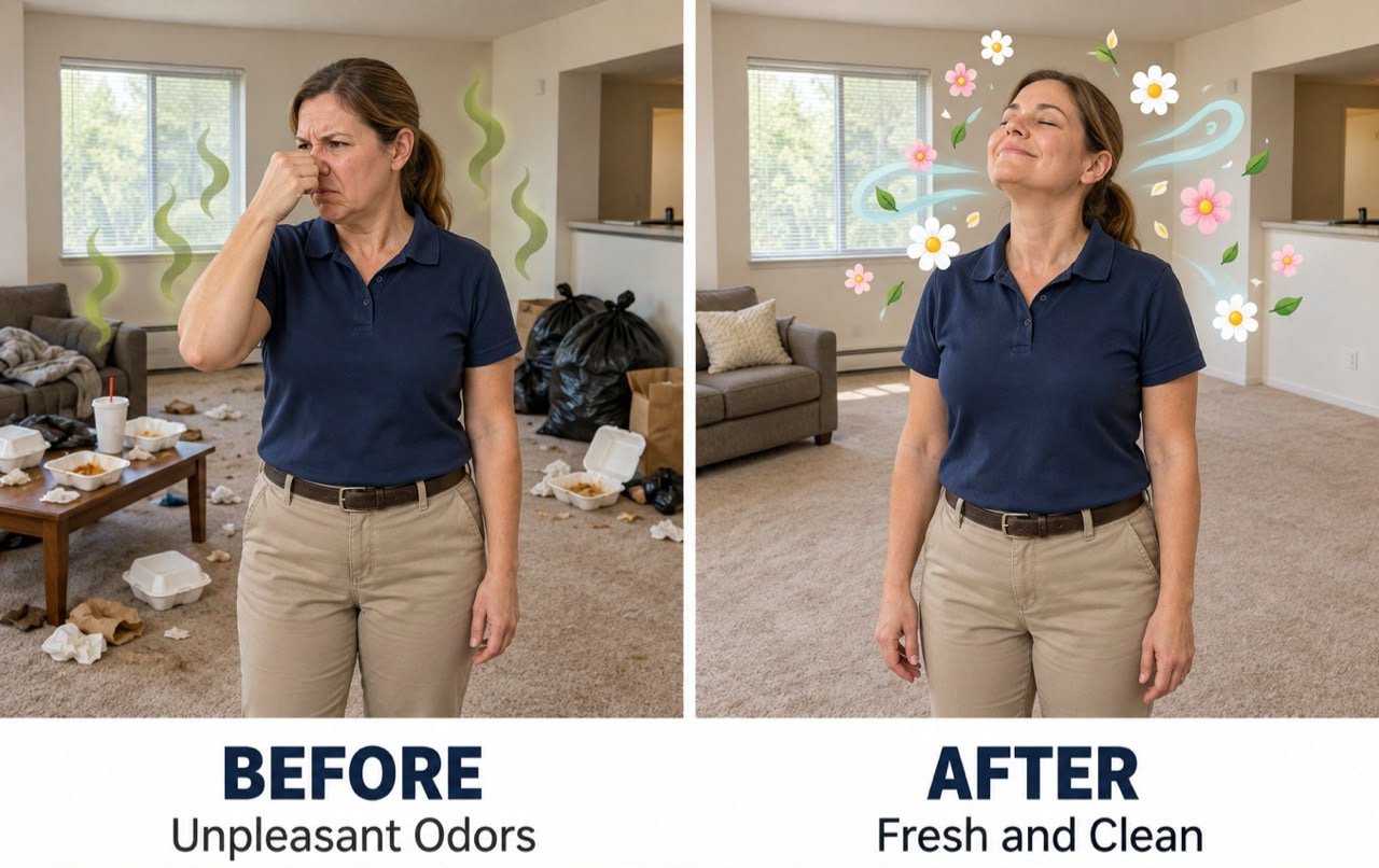 Before and after: unpleasant smell removed