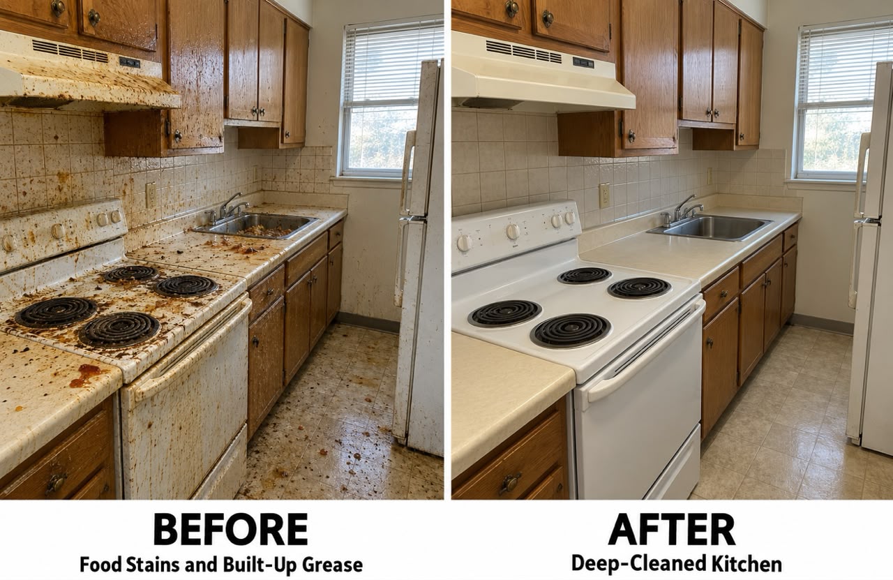 Before and after: kitchen deep cleaning