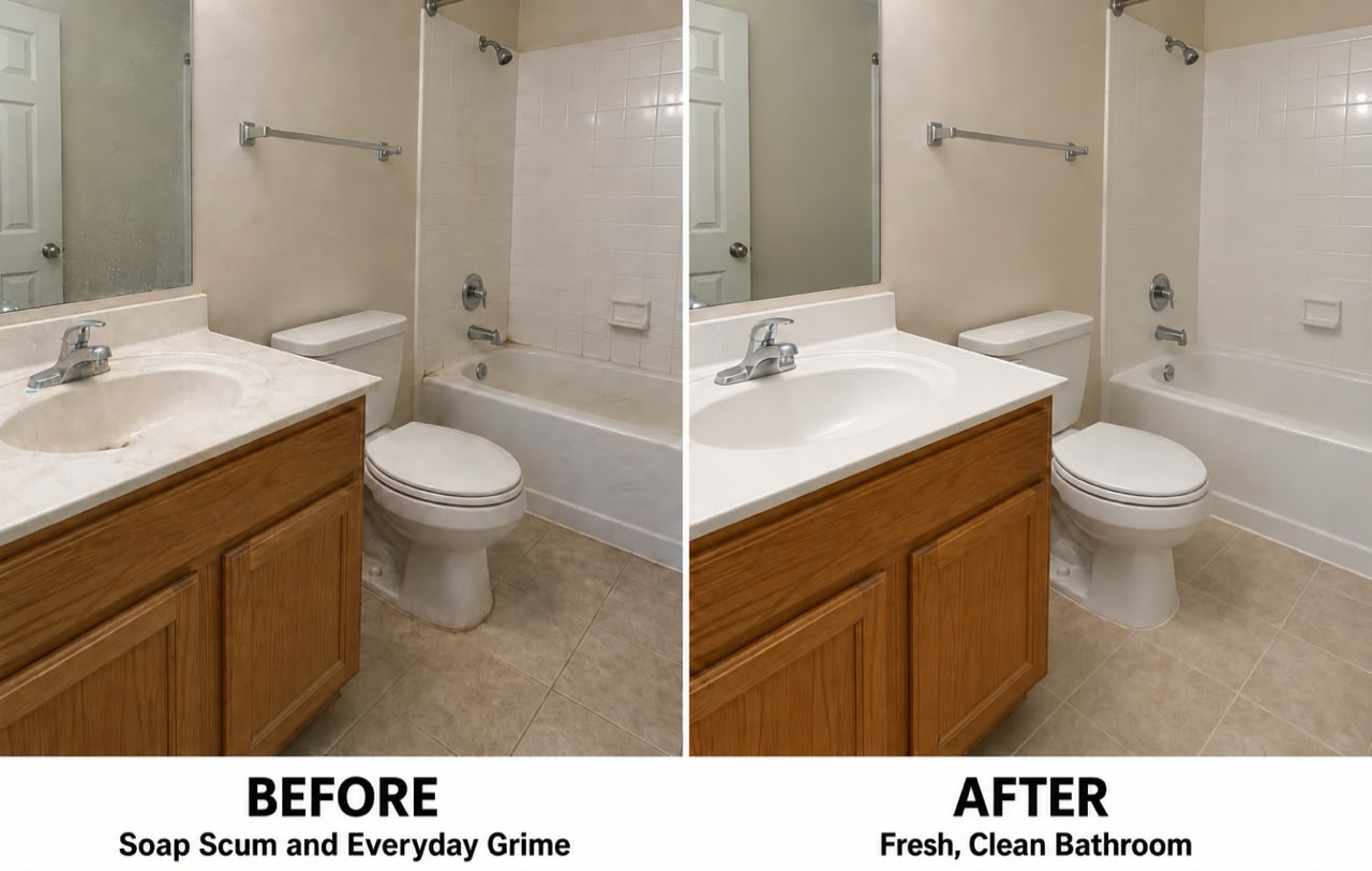 Before and after: bathroom cleaning