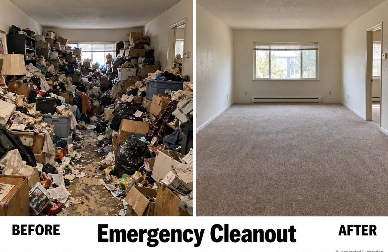 Before and after: emergency clean-out