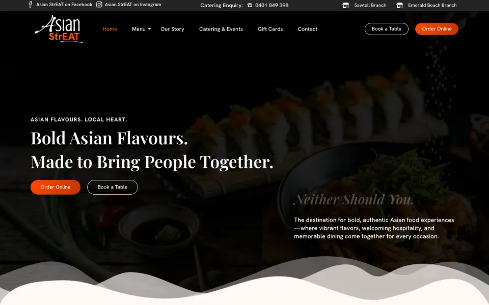 Booking website built for Asian StrEAT, Sawtell and Emerald Beach