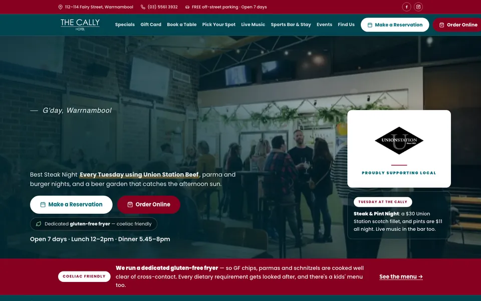 Booking website built for The Cally Hotel