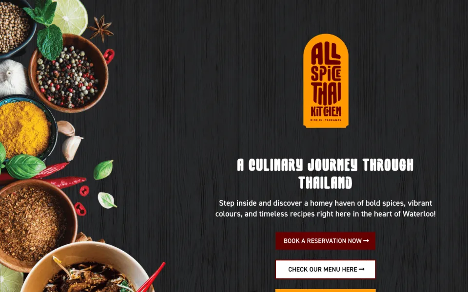 Booking website built for Allspice Thai Kitchen, Waterloo