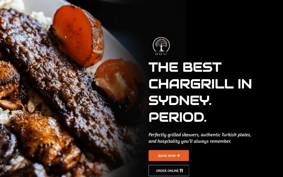 Booking website built for Hayat Turkish Cuisine, Merrylands