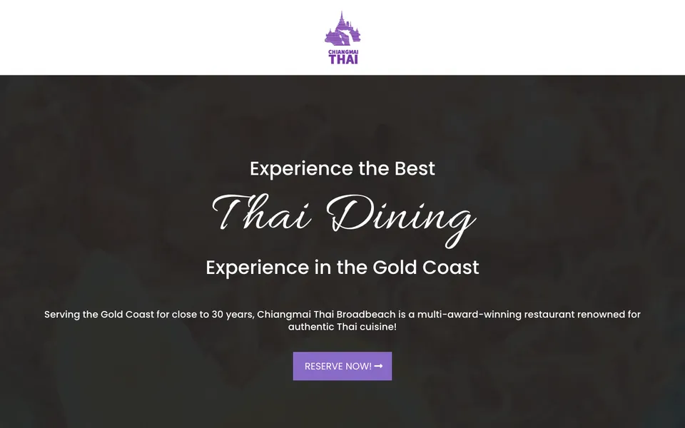 Booking website built for Chiangmai Thai Broadbeach
