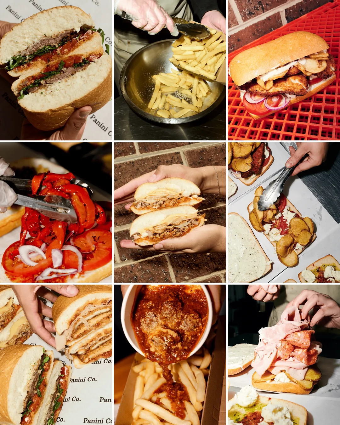 A real client feed, planned as a set: nine Panini Co. posts in a three-by-three grid, one look throughout