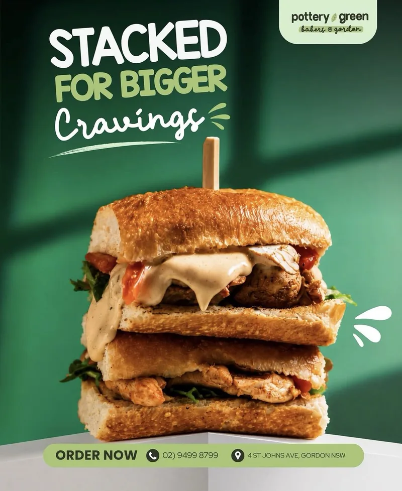 Served design work: a Pottery Green burger promo tile