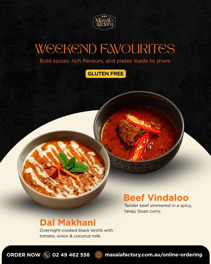 Served design work: a Masala Factory weekend-favourites tile