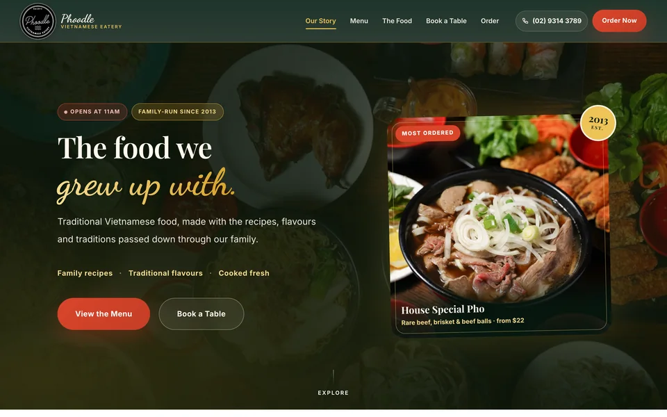 Booking website built for Phoodle Eatery
