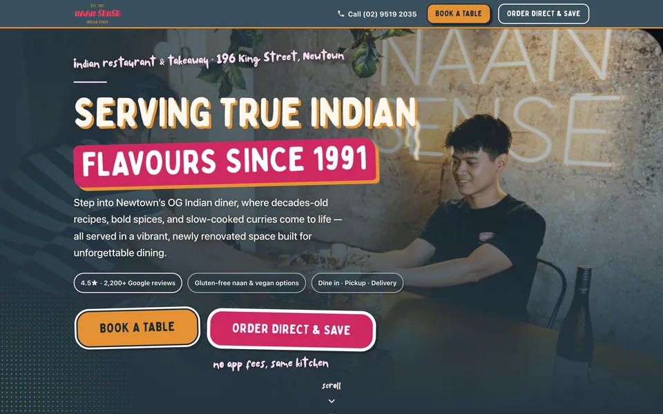 Booking website built for Naan Sense