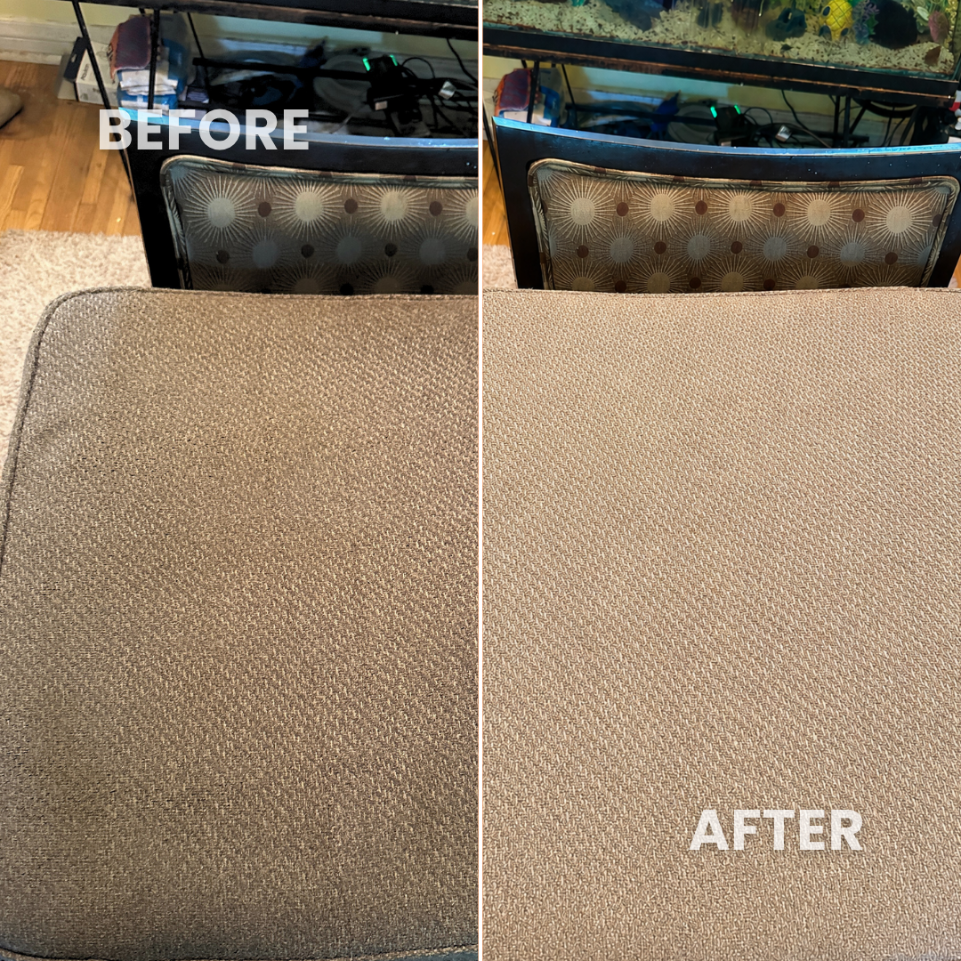 Sofa cleaning before and after by Luma Cleaning Services